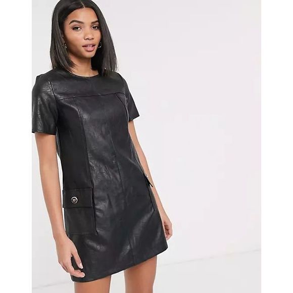 River Island Dresses & Skirts - River Island Faux Leather Shift Dress NWT Size 12